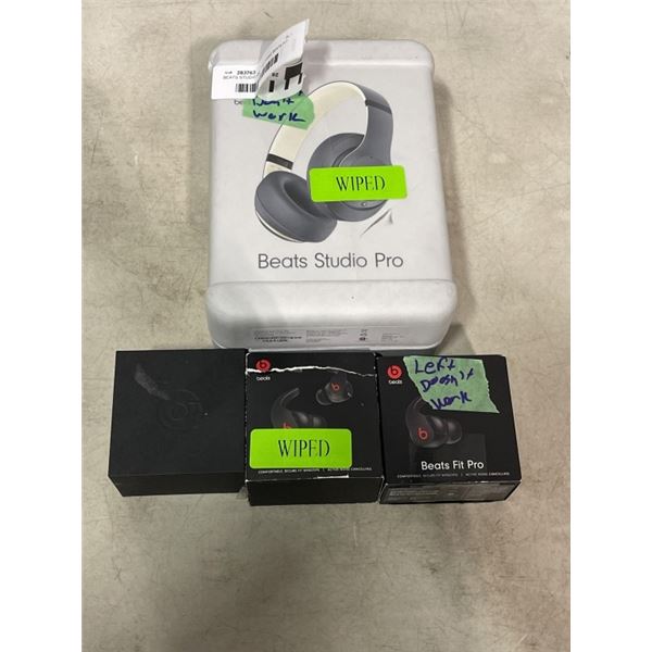 BEATS STUDIO PRO AND THREE BEATS FIT PRO (STORE RETURNS, DEFECTIVE)