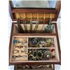 Image 2 : SOLID WOOD JEWELRY CASE W/ LOTS OF CONTENTS