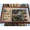 Image 4 : SOLID WOOD JEWELRY CASE W/ LOTS OF CONTENTS