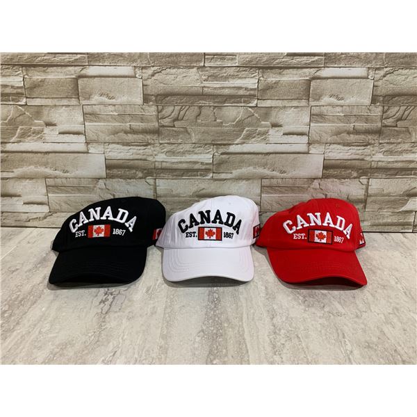 Lot of 3 Canada Baseball Caps - 3 Colors