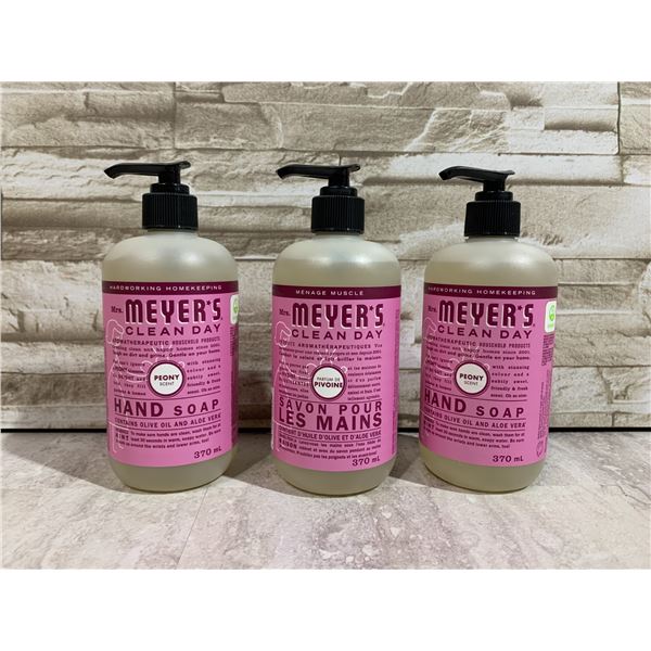 Lot of 3 Meyer's Clean Day Hand Soap - Peony Scent - 370ml x 3