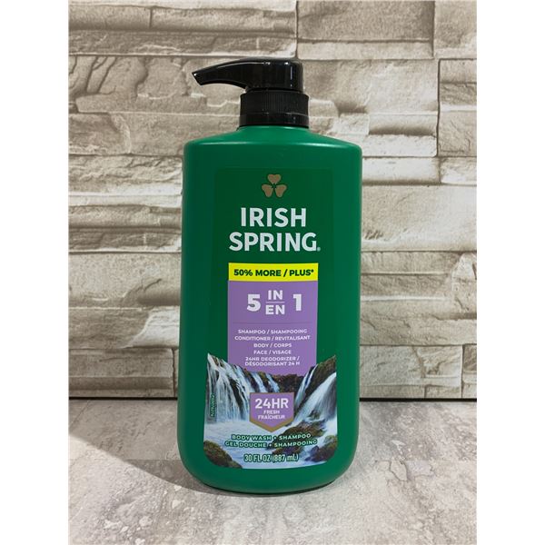1 Bottle of Irish Spring 5 in 1 Shampoo - Conditioner - Body Face - 30FL OZ