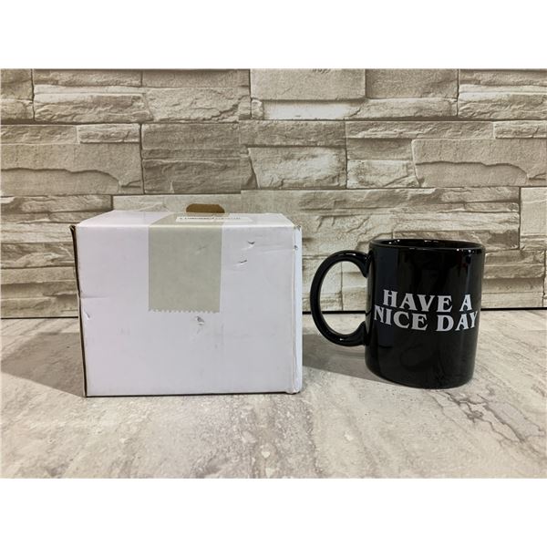 Have A Nice Day Coffee Cup With Middle Finger On Bottom