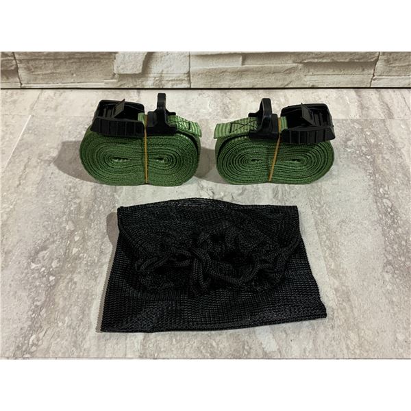 2 Pack - Kayak and Sup Tie Down Strap - Padded Cam Lock Buckle With Carry Bag - Olive Color