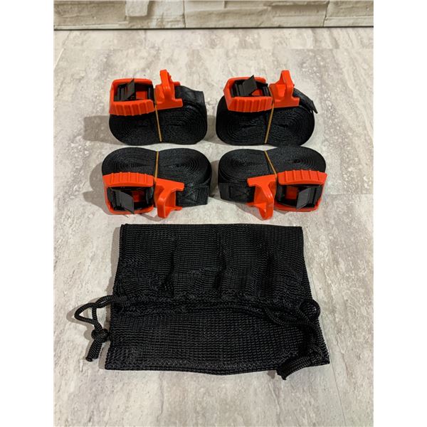 4 Pack - Kayak and Sup Tie Down Strap - Padded Cam Lock Buckle With Carry Bag