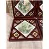 Image 4 : Lot of 4 Chinese Framed Porcelain Landscape Wall Art w/ Coin Motifs