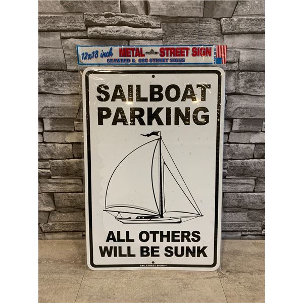 Metal Sailboat Parking Sign