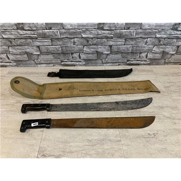Lot of 2 Vintage Machetes - One is Military - See Photos