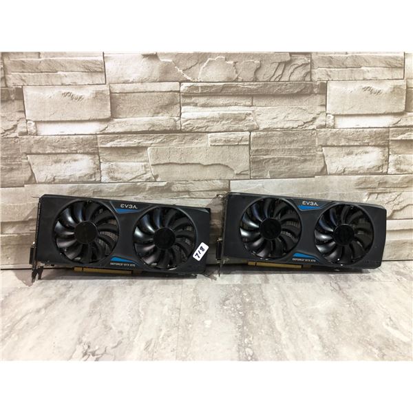 Lot of 2 EVGA Nvidia Geforce GTX 970 Video Cards
