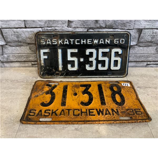 1936 and 1960 Saskatchewan License Plates