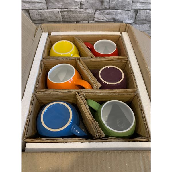 Box of 6 Amethya Multicolor Stoneware Mugs