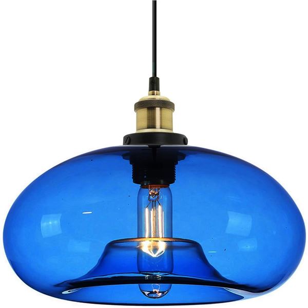 ZTTECH 11 inch Dark Blue Glass Pendant Light - Industrial Design for Kitchen / Living Room