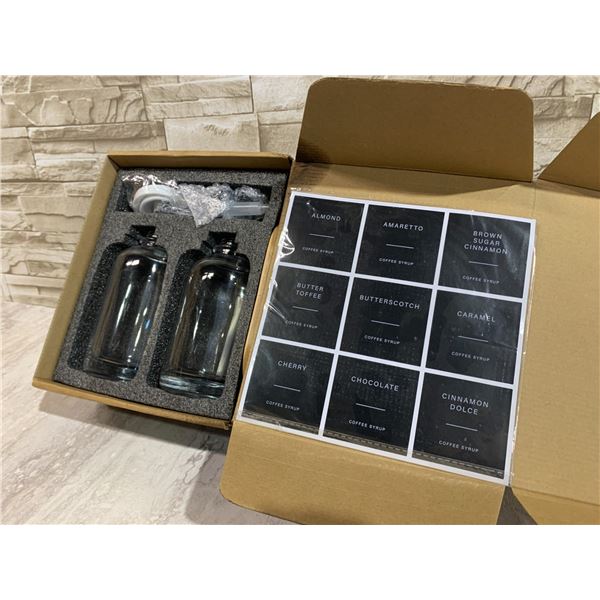 2 Pack of Coffee Syrup Dispensers - Black - 16.9oz