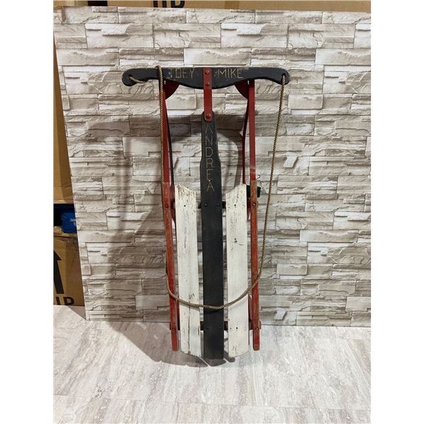 Vintage Metal and Wood Snow Sled