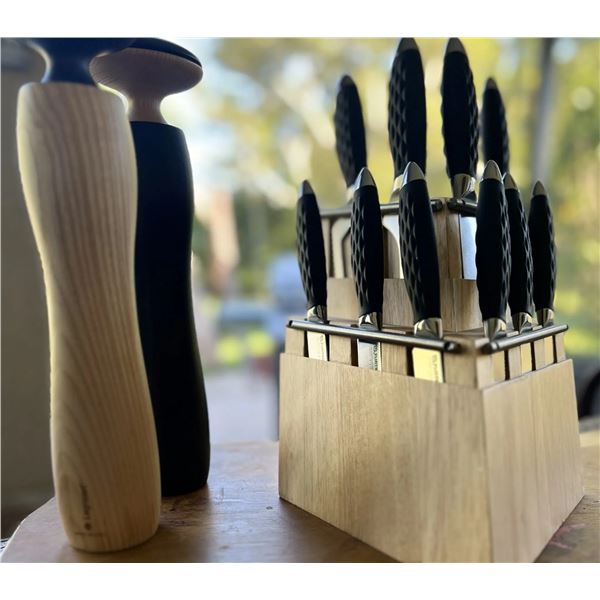13pc PRO Series Sportsman Knife Set with Rubber Wood Block