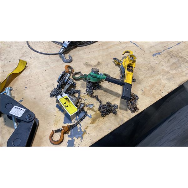 GROUP OF 3 LEVER CHAIN HOISTS