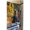 Image 1 : GROUP OF ASSORTED ROPE, AIR HOSE, LIFTING STRAPS & HEAVY DUTY ELECTRICAL CORDS