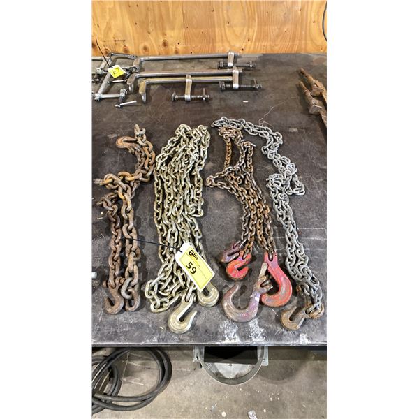GROUP OF 4 ASSORTED HEAVY DUTY LIFTING CHAINS