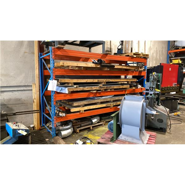 SINGLE BAY BLUE/ORANGE INDUSTRIAL PALLET/MATERIAL RACKING INCLUDING 2 UPRIGHT, 8 CROSS BARS
