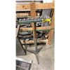 Image 3 : 2 SMALL MATERIAL WORK STANDS , SMALL METAL PLATFORM & MATERIAL ROLLER