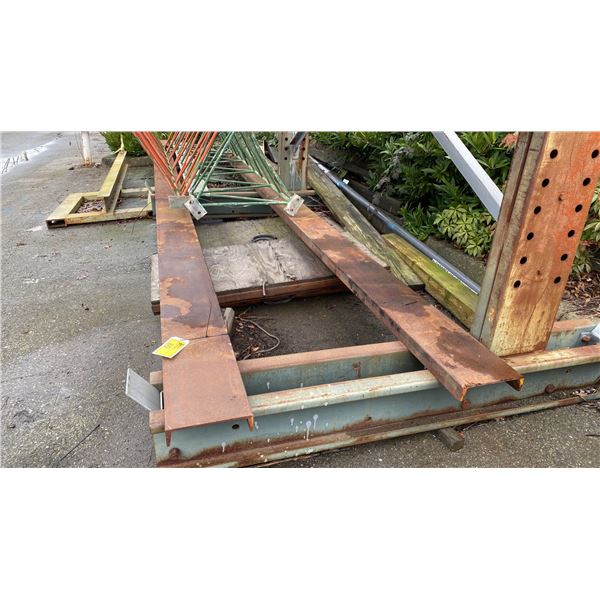 2 APPROX 20' STEEL CHANNEL BAR, 1- 10' GALVANIZED & ASSORTED WOOD PLANKS
