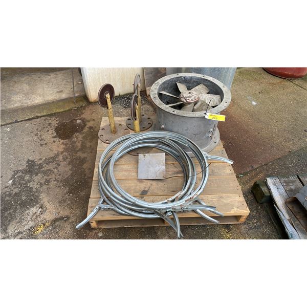 3 MATERIAL ROLLER STANDS, EXHAUST FAN & BARREL LID LOCKS