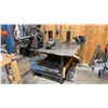 Image 1 : 1" THICK TOP METAL SHOP TABLE WITH BENCH VISE, ELECTRIC MOTOR, ROLLER SYSTEM & ASSORTED SCRAP METAL