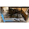 Image 3 : 1" THICK TOP METAL SHOP TABLE WITH BENCH VISE, ELECTRIC MOTOR, ROLLER SYSTEM & ASSORTED SCRAP METAL