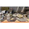 Image 3 : SHELF OF ASSORTED GRINDING/CUTTING DISCS, STEEL COMPONENTS, WIRE, CASTERS & MORE