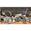 Image 4 : SHELF OF ASSORTED GRINDING/CUTTING DISCS, STEEL COMPONENTS, WIRE, CASTERS & MORE