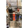 Image 3 : GAS CANISTER STORAGE CAGE WITH 3 WELDING GAS TANKS APPROX 3' X 2'