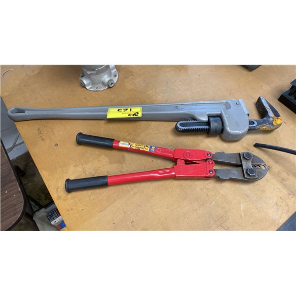 JET 36" LARGE ALUMINUM INDUSTRIAL PIPE WRENCH & POWER FIST CABLE CRIMPER