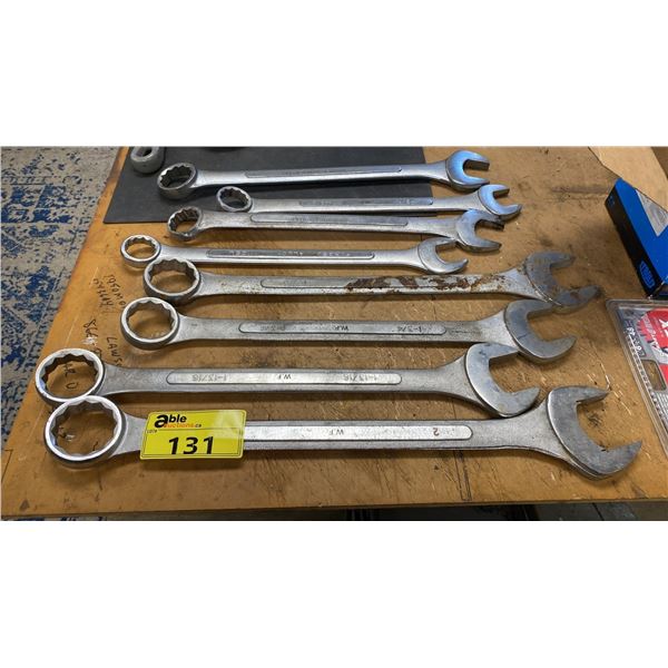 GROUP OF 8 LARGE COMBINATION WRENCHES