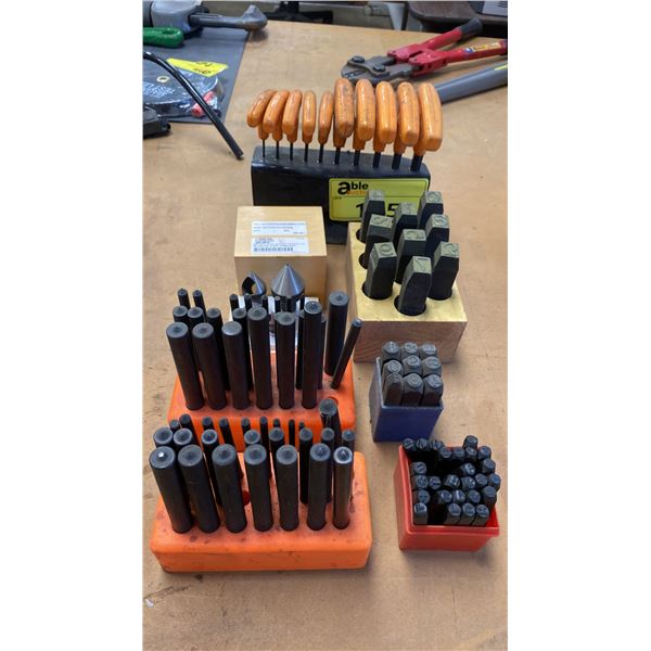 GROUP OF ASSORTED METAL PUNCHES, ALLEN KEYS AND DEBURRING SET