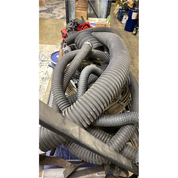SHELF OF ASSORTED ITEMS- HARDWARE, HOSE, CABLE AND MORE
