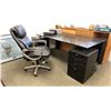 Image 1 : BLACK FINISHED OAK 6 DRAWER EXECUTIVE OFFICE DESK WITH CHAIR