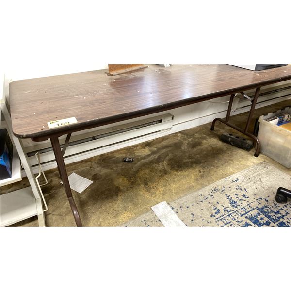 GROUP OF ASSORTED OFFICE ITEMS - FOLDING TABLE, 3 OFFICE CHAIRS, STOOL, COMMERCIAL MOP BUCKET