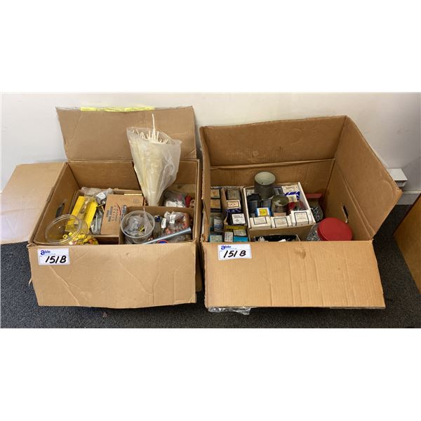 2 BOXES OF ASSORTED FASTENERS AND HARDWARE