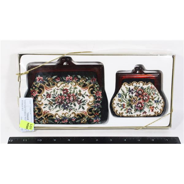 VINTAGE FLORAL PATTERN COIN PURSES SET