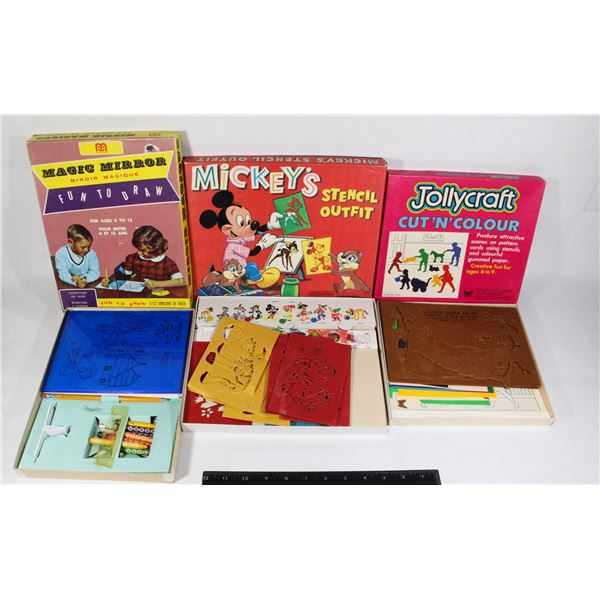 LOT OF VINTAGE KIDS CRAFT SETS INCLUDING WALT