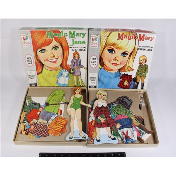 TWO MAGIC MARY JANE MAGNETIC PAPER DOLL SETS