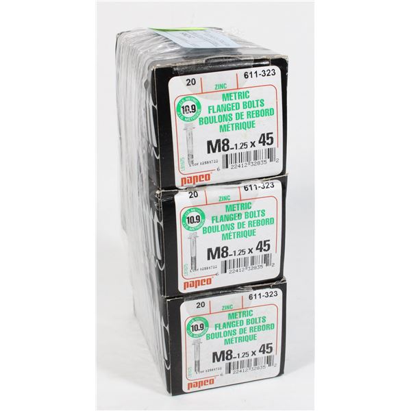 THREE BOXES OF M8-1.25 X45 METRIC FLANGED