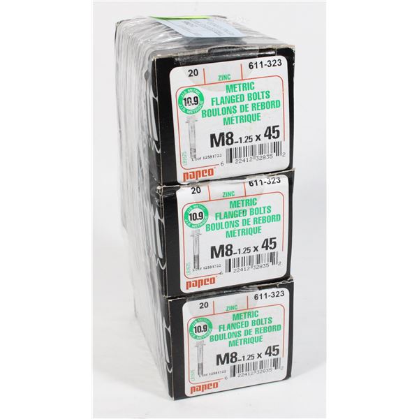 THREE BOXES OF M8-1.25 X45 METRIC FLANGED