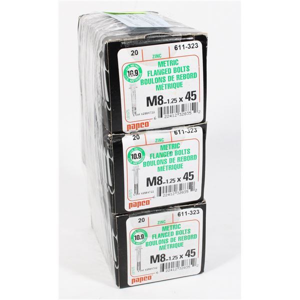 THREE BOXES OF M8-1.25 X45 METRIC FLANGED
