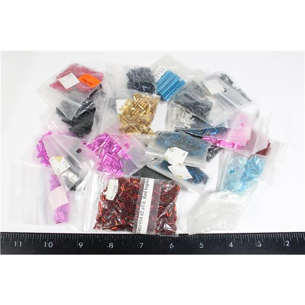 LOT OF BUGLE BEADS ASSORTED COLORS