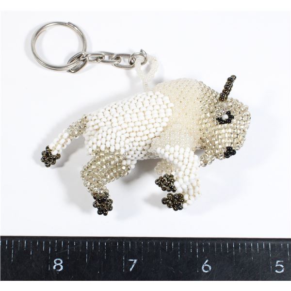 NATIVE BEADED BUFFALO KEY CHAIN