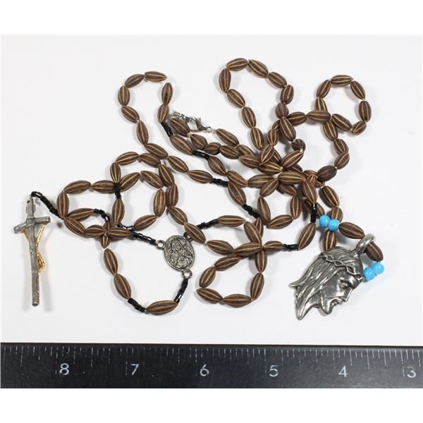 STRIPED SEED BEAD ROSARY SOLD WITH STRIPED SEED