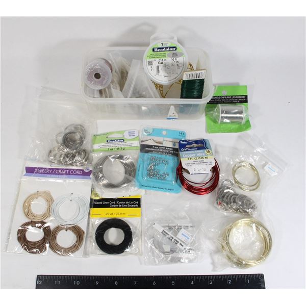 LOT OF ASSORTED WIRE AND CORD FOR JEWELRY