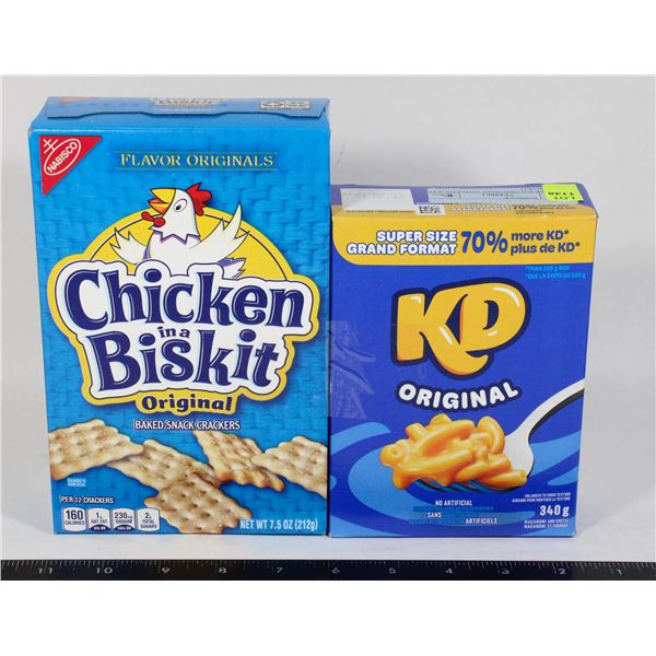 BOX OF KD ORIGINAL AND CHICKEN IN A BISKITCRACKERS