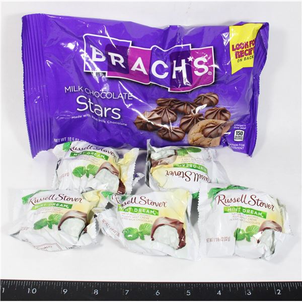 BAG OF CHOCOLATE STARS AND RUSSELL STOVER